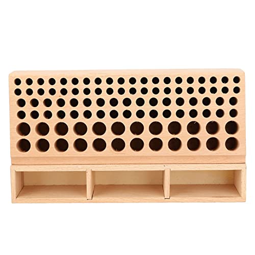 Smandy 98 Löcher Lagers Rack Leder -Werkzeughalter, Buche Bastel Punch Organizer für -Lederhandwerk mit Styling -Werkzeugen und Pinsel (Lagerregal 100 Löcher) von Smandy