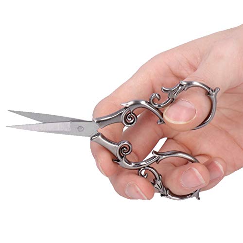 Smandy Vintage Stickerei Schere, Edelstahl Pflaumen Design Nähscheren Schneid Werkzeuge mit Ergonomischen Griffen Zum Nähen, Stickerei, Beauty Trimmen (Silber grau) von Smandy