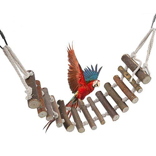 Vögel Spielzeug Holzleiter Hölzerne Strickleiter mit Seil Swing Bridge für Wellensittiche Sittiche Papageien Pet Training Spielzeug von Smandy