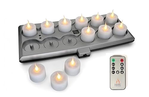 Smart Candle Led Teelichter wiederaufladbar mit Fernbedienung und Ladestation, elektrische Led-Kerzen, Flackernde Kerze ohne Flamme wasserdicht auch für Outdoor, Teelicht aufladbar 12 Stück Smart Candle Led Teelichter wiederaufladbar mit Fernbedienung und Ladestation, elektrische Led-Kerzen, Flackernde Kerze ohne Flamme wasserdicht auch für Outdoor, Teelicht aufladbar 12 Stück von Smart Candle