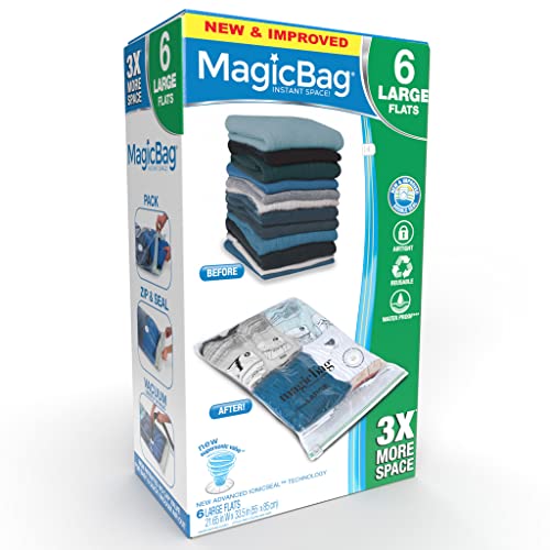 Smart Design MagicBag Sofortige platzsparende Aufbewahrung – flach groß – Set mit 6 Beuteln insgesamt – luftdichter Doppelreißverschluss – Vakuumversiegelung – Kleidung, Kissen – Organisation zu Hause von Smart Design
