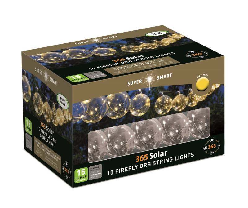 Smart Garden LED Solarleuchte Solar-Kugel-Lichterkette Firefly Orb 365 (10 Lichter), LED fest integriert von Smart Garden