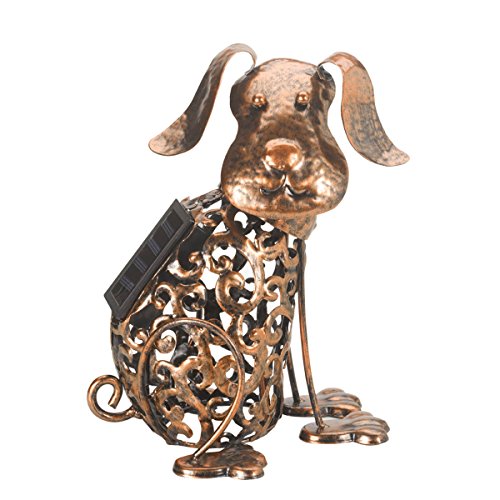 Solarleuchte Hund aus Metall mit Bronzeeffekt von Smart Garden