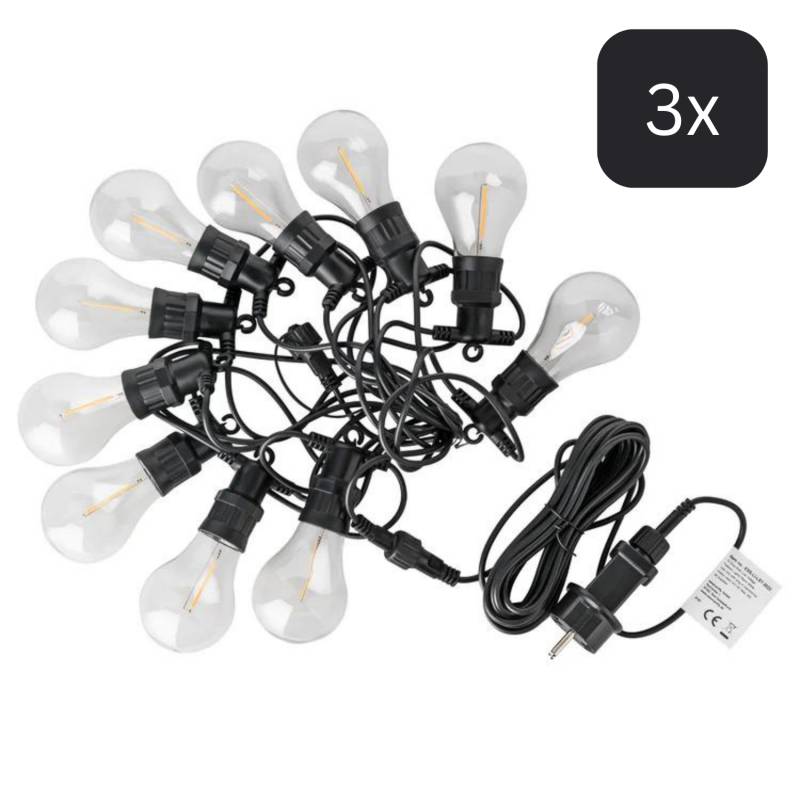 essentials Lichterkette 10m, 3x Stück Bundle, mit Haken, Outdoor geeignet, IP44 von Smart Haven
