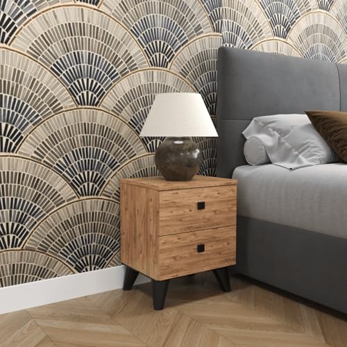 Smart Home Art Artes Nachttisch mit 2 Schubladen – Kompakte Kommode aus Atlantik-Kiefer – Moderner Beistelltisch für Schlafzimmer & Wohnzimmer von Smart Home Art