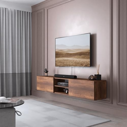 Smart Home Art WACO TV-Wandboard – 180 cm – Hängendes TV-Lowboard mit 2 Türen – Weiß – Modernes Design für Wohnzimmer von Smart Home Art
