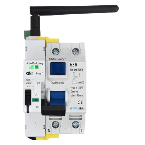 Einphasiger FI-Schutzschalter 30mA Typ A & AC 63A 14kW - Automatisches Wiedereinschalten - Manuelle Steuerung und ON/OFF Zeit-/Tagesprogrammierung via Tuya Wi-Fi App - RCCB-zertifiziert EN 61008-1 Einphasiger FI-Schutzschalter 30mA Typ A & AC 63A 14kW - Automatisches Wiedereinschalten - Manuelle Steuerung und ON/OFF Zeit-/Tagesprogrammierung via Tuya Wi-Fi App - RCCB-zertifiziert EN 61008-1 von Smart-Home