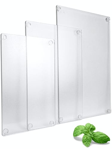Acryl Schneidebrett Set 3 Stück - Hygienisch - Antibakteriell - Rutschfest - Transparent - Schneidebretter Kunststoff - Schneidebretter Set von Smart Ideer
