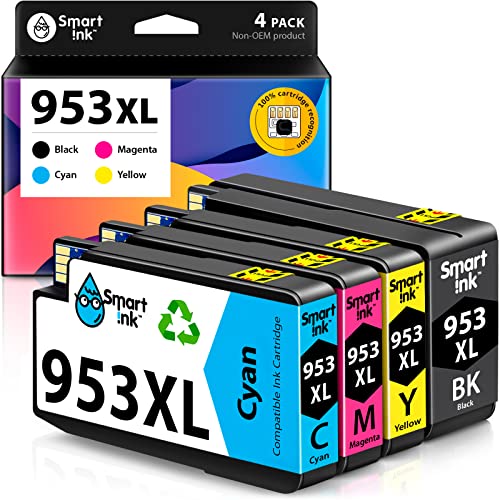 Smart Ink Kompatible Druckerpatronen als Ersatz für HP 953XL 953 XL 4 Multipack (Schwarz XL & Blau Rot Gelb) mit Advanced Chip Technology für Officejet Pro 7720 7730 7740 8210 8218 8710 8715 8718 8720 von Smart Ink