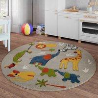 SMART KIDS Kinderteppich "Benny & Friends", rund, 10 mm Höhe, Moderner Spielteppich, strapazierfähig, pflegeleicht, Konturenschnitt von Smart Kids