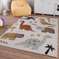 SMART KIDS Kinderteppich "T-Rex & Friends", rechteckig, 10 mm Höhe, Moderner Spielteppich, strapazierfähig, pflegeleicht, Konturenschnitt von Smart Kids
