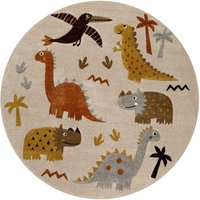 SMART KIDS Kinderteppich "T-Rex & Friends", rund, 10 mm Höhe, Moderner Spielteppich, strapazierfähig, pflegeleicht, Konturenschnitt von Smart Kids