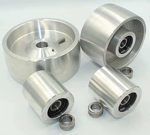 (AL5 -Tracking 4 -Schaft 19) CNC gefräste Riemenschleifer Set für Messerschleifer 130 mm Antriebs-19 mm Schaft 100 mm Spur 50 mm Idler von LASANA SMART MACHINES