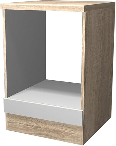 Flex Well Herdumbauschrank - 60 cm breit - Hochglanz Weiß Sonoma Eiche von Smart Möbel