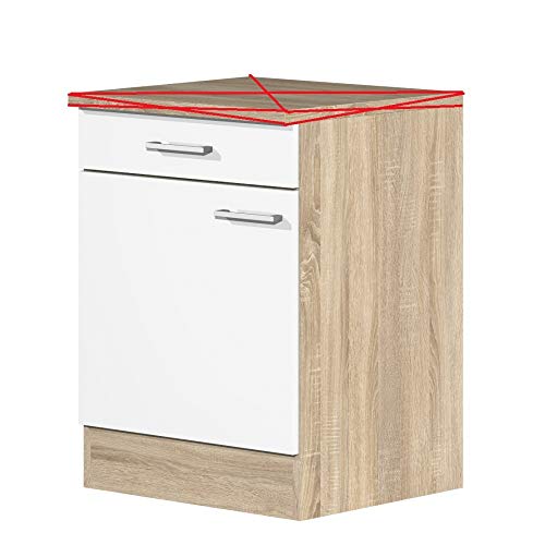 Smart Möbel Küchen Unterschrank 60 cm breit ohne Arbeitsplatte Weiß - Salerno von Smart Möbel