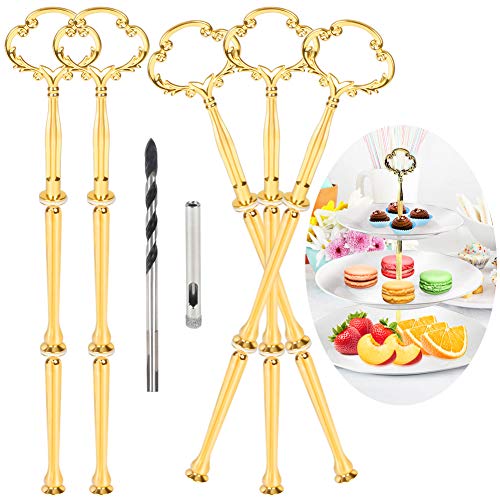 Sinoeem 5 Pack Etageren Stangen Set Metallstange Gold Stäbe Etagere Bausatz Stange mit Bohrer für Buffet Etagere Mittellochausstech Torten Hochzeitstorte Tortenständer von Sinoeem