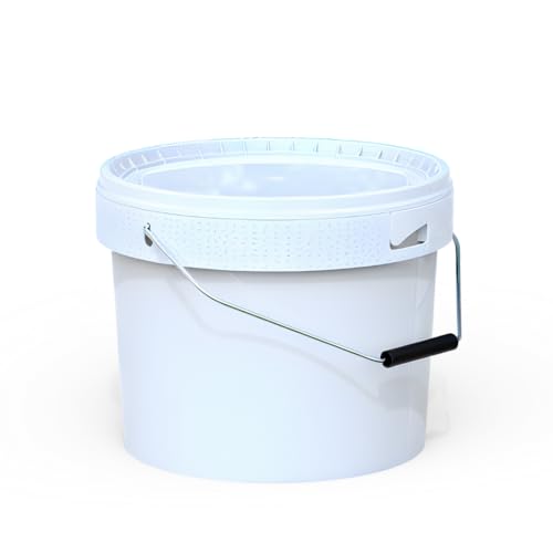 Smart Pack Eimer mit Deckel, 18 l, 14 l, 5 l, 3 l, Eimer aus Kunststoff, Eimer mit Deckel und Metallgriff, luftdichter Eimer, leerer Farbeimer, Farbe Weiß (1, 14 l) von Smart Pack S.R.L.S