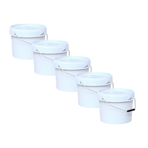 Smart Pack Eimer mit Deckel, 18L, 14L, 5L, 3L, Kunststoffeimer mit Deckel und Metallgriff, luftdichter Eimer, leerer Farbeimer, Farbe Weiß (5, 14L) von Smart Pack S.R.L.S