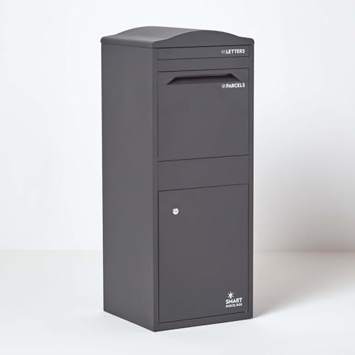 SMART PARCEL BOX Paketbox draussen, Standbriefkasten mit Paketfach, Paketbriefkasten XXL, große Postbox für Pakete Outdoor, Paketkasten groß mit Bogendach rostfrei, verzinkter Stahl, grau von Smart Parcel Box