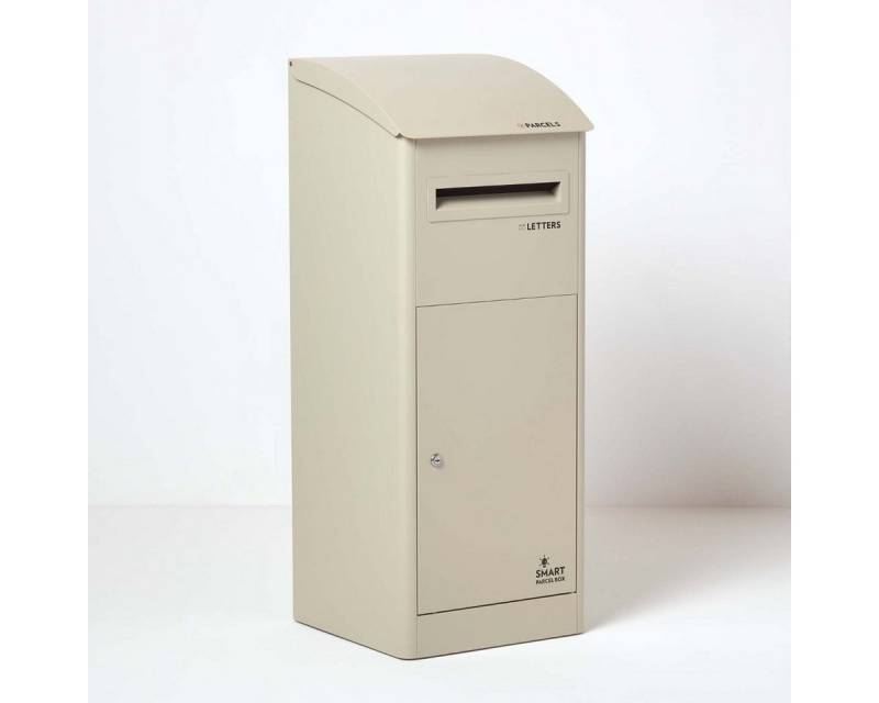 Smart Parcel Box Paketbriefkasten Extra großer Paketbriefkasten mit Schrägdach, Entnahme vorne, creme von Smart Parcel Box