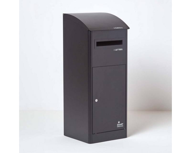 Smart Parcel Box Paketbriefkasten Extra großer Paketbriefkasten mit Schrägdach, Entnahme vorne, schwarz von Smart Parcel Box