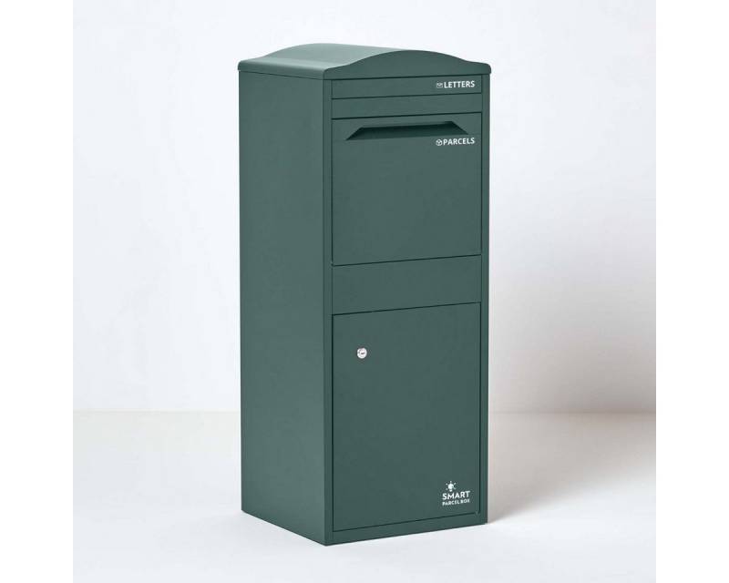 Smart Parcel Box Paketbriefkasten Großer Paketbriefkasten mit gebogenem Dach, Entnahme vorne, grün von Smart Parcel Box