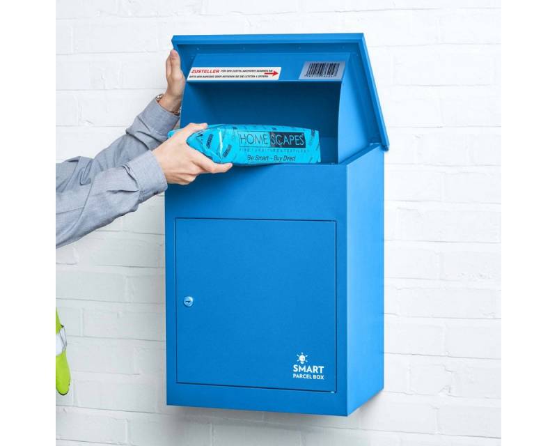 Smart Parcel Box Paketbriefkasten Mittelgroßer Paketbriefkasten, Entnahme vorne, blau von Smart Parcel Box