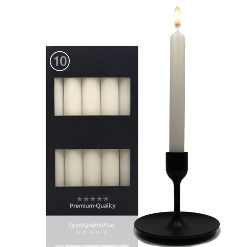Candelo 10er Set Tafelkerzen - Kerze Beige - 18,5cm 7,5 Std Brenndauer - Spitzkerzen für Kerzenständer und Kronleuchter - Leuchterkerzen Stabkerzen von Candelo