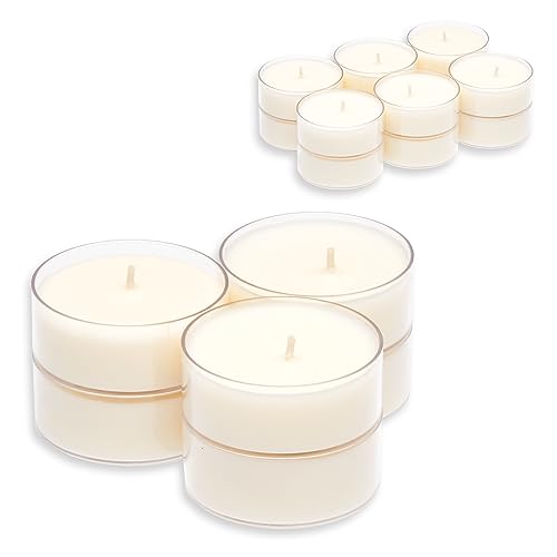 Candelo 12er Set XXL Duft Kerzen Ambiente - Duftteelichter Lilie Blumenduft - Jumbo Teelicht Kunststoff Hülle - 8 Std Brenndauer - Große Teelichter von Smart-Planet