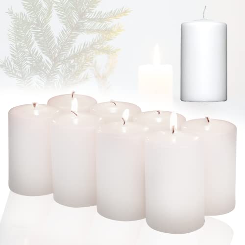 Candelo 8er Set Stumpenkerzen Weihnachten Ambiente Kerzen - Weiß – 5,8cm x 12cm - Advent Kerze Weihnachtsdekoration - Weihnachtskerzen für Adventskranz von Candelo