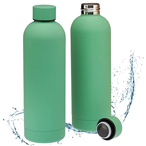 Smart-Planet 2er Set Trinkflaschen Edelstahl 700ml Wasserflasche - grüne edle Touch Beschichtung - 0,7l Thermosflasche Edelstahltrinkflasche auslaufsicher für Sport, Gym, Büro, Outdoor von Smart-Planet