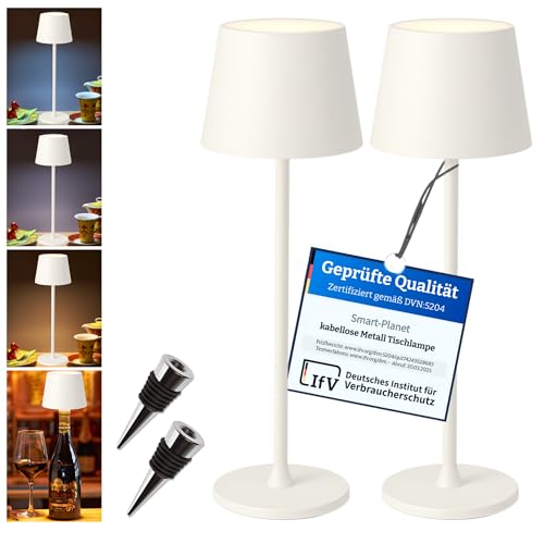 Smart-Planet 2er Set dimmbare Tischlampe Weiß mit 3 Stufen für drinnen und draußen inkl. Flaschenaufsatz Smart-Planet 2er Set dimmbare Tischlampe Weiß mit 3 Stufen für drinnen und draußen inkl. Flaschenaufsatz von Smart-Planet