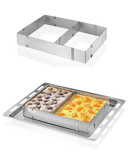 Smart-Planet Kuchenform Backrahmen rechteckig verstellbar Tortenring eckig - individuell Edelstahl zum Backen Torten Form - Backform ausziehbar von Smart-Planet