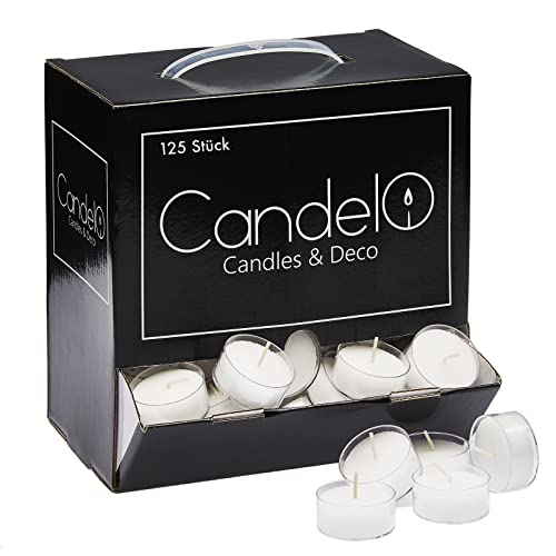 Smart Planet Kerzen Ambiente - 125er Set in der Spender Box Teelichter mit langer Brenndauer - Teelicht weiss transparent Kunststoff Hülle Smart Planet Kerzen Ambiente - 125er Set in der Spender Box Teelichter mit langer Brenndauer - Teelicht weiss transparent Kunststoff Hülle von Smart-Planet