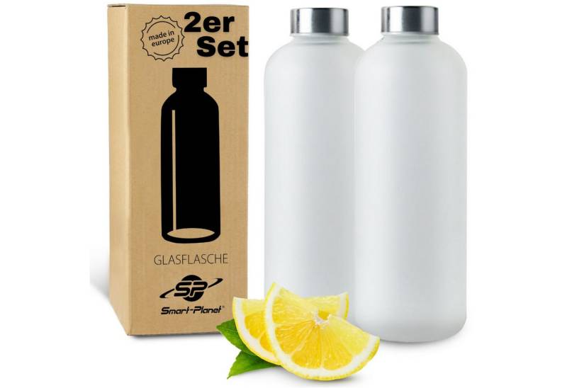Smart-Planet Trinkflasche 2er Set Glastrinkflaschen 1L Borosilikatglas Spülmaschinenfest, Borosilikatglas, Spülmaschinenfest von Smart-Planet