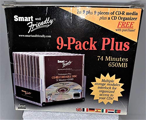 Smart & Friendly CDR Recorder Media Discs 4X mit 1 Organizer für Aufbewahrung, 9 Stück Plus von Smart and Friendly