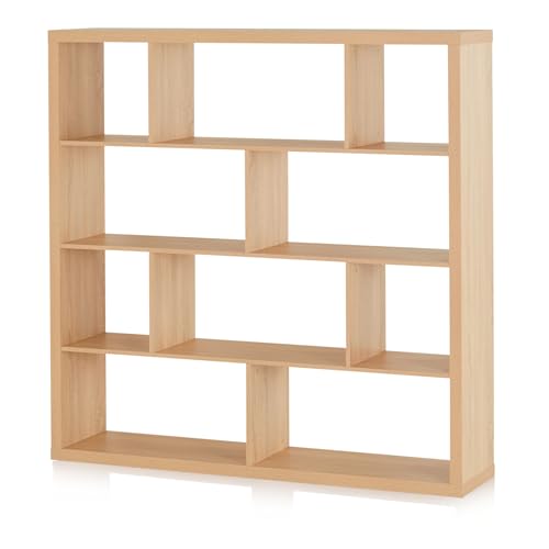 smart Up2U Regal in Eiche, Maße: 150,1cm x 150,1cm x 35cm, Standregal aus Holzwerkstoff in weiß matt. Stehregal auch als Raumtrenner, Raumteiler, Bücherregal, Stufenregal nutzbar. von smart