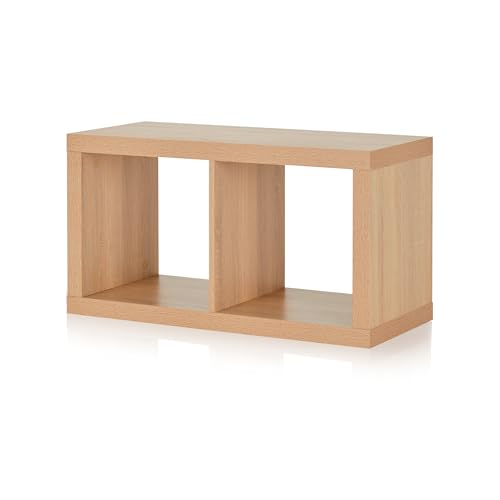 smart Up2U Regal Eiche, Maße: 78,5cm x 42,7cm x 35cm, 2 Fächer Sockelgestell Standregal Holzwerkstoff Stehregal Raumtrenner, Raumteiler, Bücherregal, Stufenregal von smart