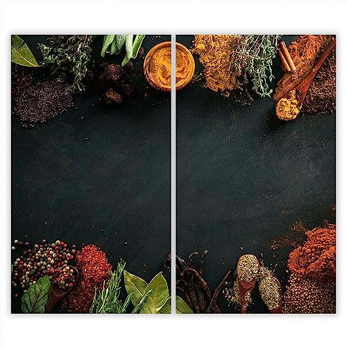 SMTDeco Herdabdeckplatte 2×30×52 cm – ESG gehärtetes Glas, kratzfest & rutschfest – Spritzschutz & Schneidebrett – für Induktion/Ceranfeld – 2-teilig, Motiv Zweiteilig Gewürze Grau SMTDeco Herdabdeckplatte 2×30×52 cm – ESG gehärtetes Glas, kratzfest & rutschfest – Spritzschutz & Schneidebrett – für Induktion/Ceranfeld – 2-teilig, Motiv Zweiteilig Gewürze Grau von SMTDeco