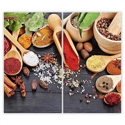 SMTDeco Herdabdeckplatte 2×30×52 cm – ESG gehärtetes Glas, kratzfest & rutschfest – Spritzschutz & Schneidebrett – für Induktion/Ceranfeld – 2-teilig, Motiv Zweiteilig Gewürze Grau SMTDeco Herdabdeckplatte 2×30×52 cm – ESG gehärtetes Glas, kratzfest & rutschfest – Spritzschutz & Schneidebrett – für Induktion/Ceranfeld – 2-teilig, Motiv Zweiteilig Gewürze Grau von SMTDeco