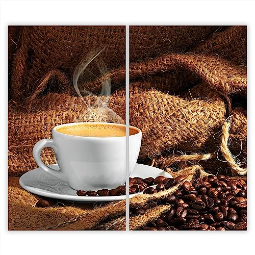 SMTDeco Herdabdeckplatte Ceranfeld Abdeckplatte Herdabdeckung Herdplatten Abdeckungen Induktionskochfeld 2 x 30x52 cm Zweiteilig Kaffee Weiß von SMTDeco