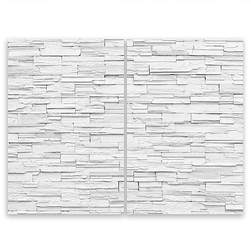SMTDeco Herdabdeckplatte Ceranfeld Abdeckplatte Herdabdeckung Herdplatten Abdeckungen Induktionskochfeld 2 x 35x52 cm Zweiteilig Granitstein Weiss von SMTDeco