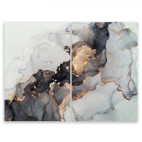 SMTDeco Herdabdeckplatte Ceranfeld Abdeckplatte Herdabdeckung Herdplatten Abdeckungen Induktionskochfeld 2 x 35x52 cm Zweiteilig Marmor Schwarz von SMTDeco