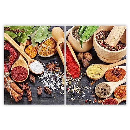 SMTDeco Herdabdeckplatte 2×40×52 cm – ESG gehärtetes Glas, kratzfest & rutschfest – Spritzschutz & Schneidebrett – für Induktion/Ceranfeld – 2-teilig, Motiv Zweiteilig Gewürze Grau SMTDeco Herdabdeckplatte 2×40×52 cm – ESG gehärtetes Glas, kratzfest & rutschfest – Spritzschutz & Schneidebrett – für Induktion/Ceranfeld – 2-teilig, Motiv Zweiteilig Gewürze Grau von SMTDeco