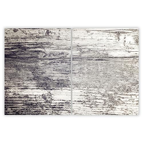 SMTDeco Herdabdeckplatte Ceranfeld Abdeckplatte Herdabdeckung Herdplatten Abdeckungen Induktionskochfeld 2 x 40x52 cm Zweiteilig Holz Grau von SMTDeco