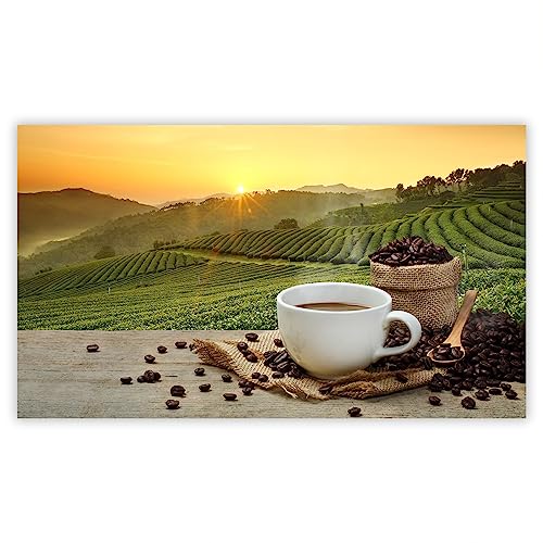 SMTDeco Herdabdeckplatte 52×30 cm – ESG gehärtetes Glas, kratzfest & rutschfest – Spritzschutz & Schneidebrett – für Induktion/Ceranfeld – 1-teilig, Motiv Kaffee Grün von SmartDecoration