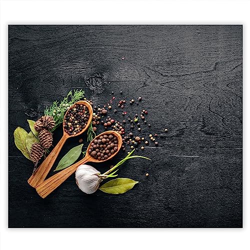 SMTDeco Herdabdeckplatte Ceranfeld Abdeckplatte Herdabdeckung Herdplatten Abdeckungen Induktionskochfeld 60x52 cm Einteilig Kräuter Grau von SMTDeco