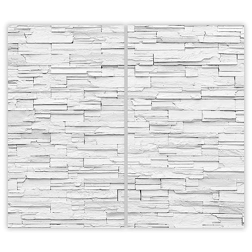 SMTDeco Herdabdeckplatte Ceranfeld Abdeckplatte Herdabdeckung Herdplatten Abdeckungen Induktionskochfeld 2 x 30x52 cm Zweiteilig Granitstein Weiss von SmartDecoration