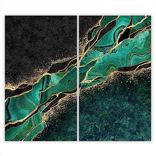 SMTDeco Herdabdeckplatte Ceranfeld Abdeckplatte Herdabdeckung Herdplatten Abdeckungen Induktionskochfeld 2 x 30x52 cm Zweiteilig Marmor Grün von SMTDeco