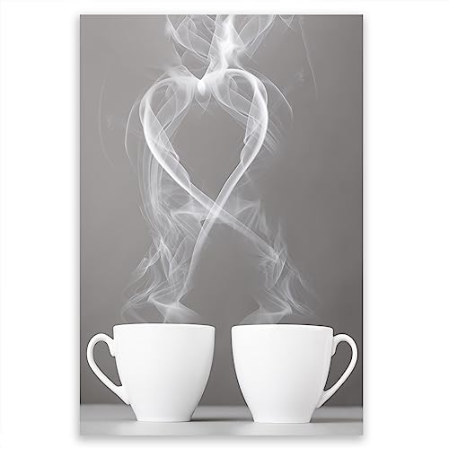 SmartDecoration Herdabdeckplatte Ceranfeldabdeckung aus Glas 35x52 cm Einteilig Motiv "Kaffee" Grau (101619) von SmartDecoration